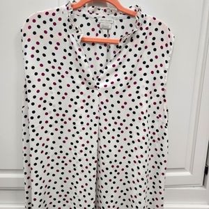 Navy blue and purple polka dot tank blouse. SZ XXL. Brand is Van Heusen